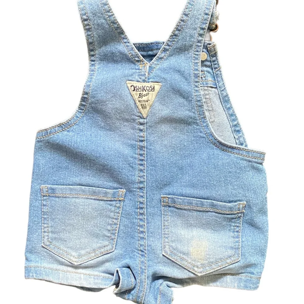 OshKosh B'gosh Light Blue Denim Shortall with Butterfly Embroidery